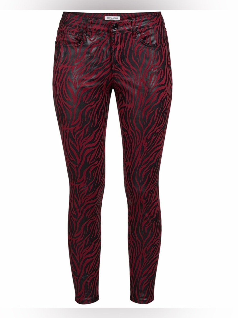 NWOT Sofia Vergara Zebra Foil Mid Rise Stretch Skinny Ankle Jeans Pants - Size 6